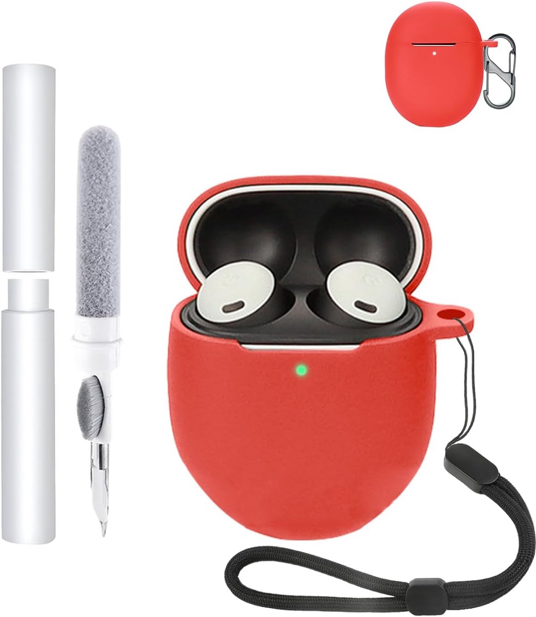 Beschermhoes voor Google Pixel Buds Pro 2 oordopjes - Duurzaam en Bluetooth-oortelefoonhoesje met nauwkeurige gaten en oplaadcompatibiliteit - rood