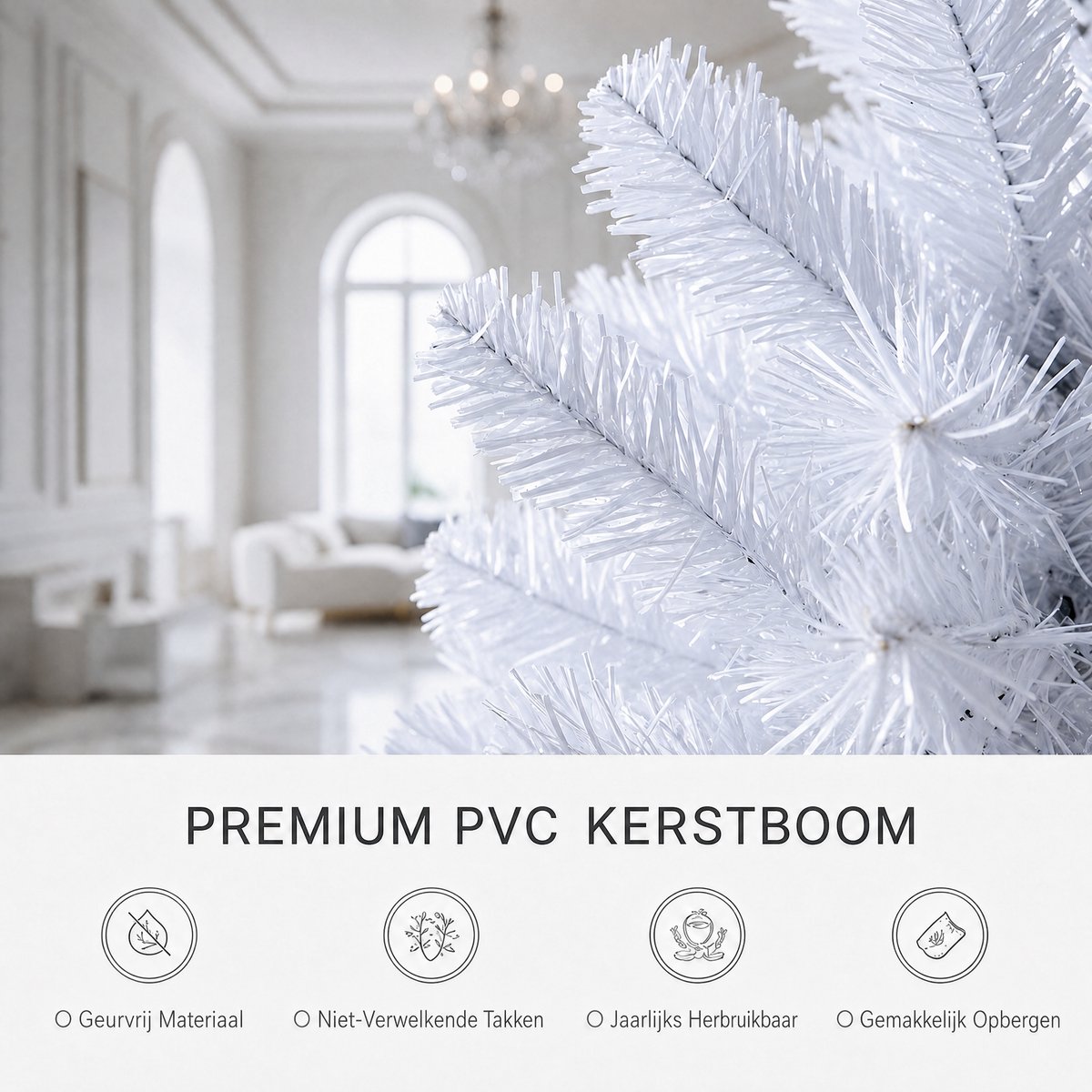 Arvioo-Kunstkerstboom-wit-PVC-210cm-buigbare-takken-metalen-voet – foto 2