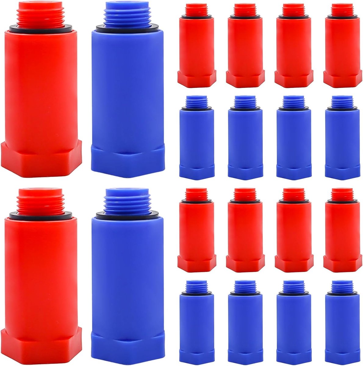 20 stuks bouwstoppen 1/2 inch rood blauw bouwstop waterleiding van kunststof afdrukstop met afdichting voor het afsluiten van waterleidingen voor renovaties