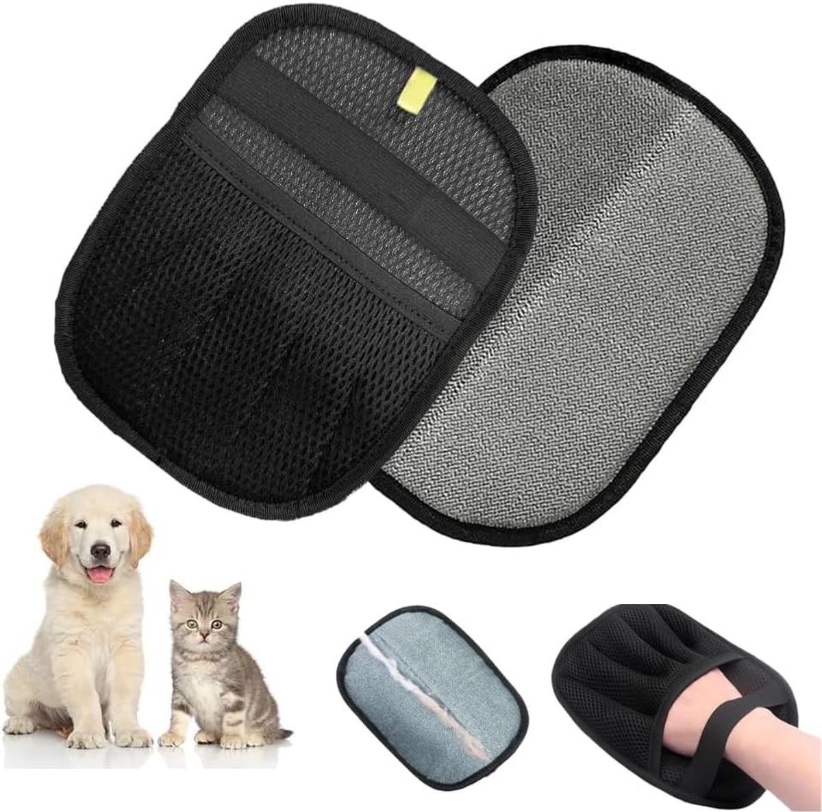 Handschoen voor het verwijderen van dierenharen, handschoen voor verzorging met statische verwijdering, wasbaar, herbruikbaar, voor hondenhaar, katten, tapijten, banken, beddengoed, kleding 24 x 18 x