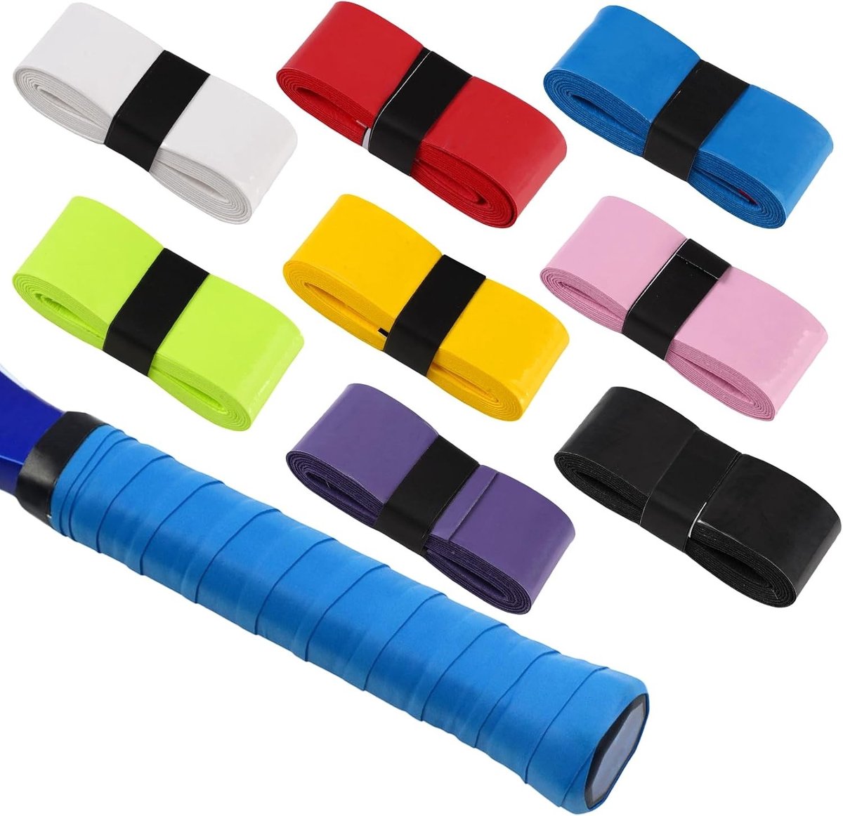 Multicolor Racket Grip Tape Set van 8 Stuks voor Badminton, Tennis en Squash - Antislip, Zelfklevend en Comfortabel