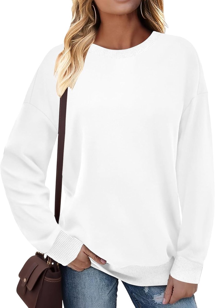 Trui dames sweatshirt lange mouwen ronde hals contrast lange mouwen