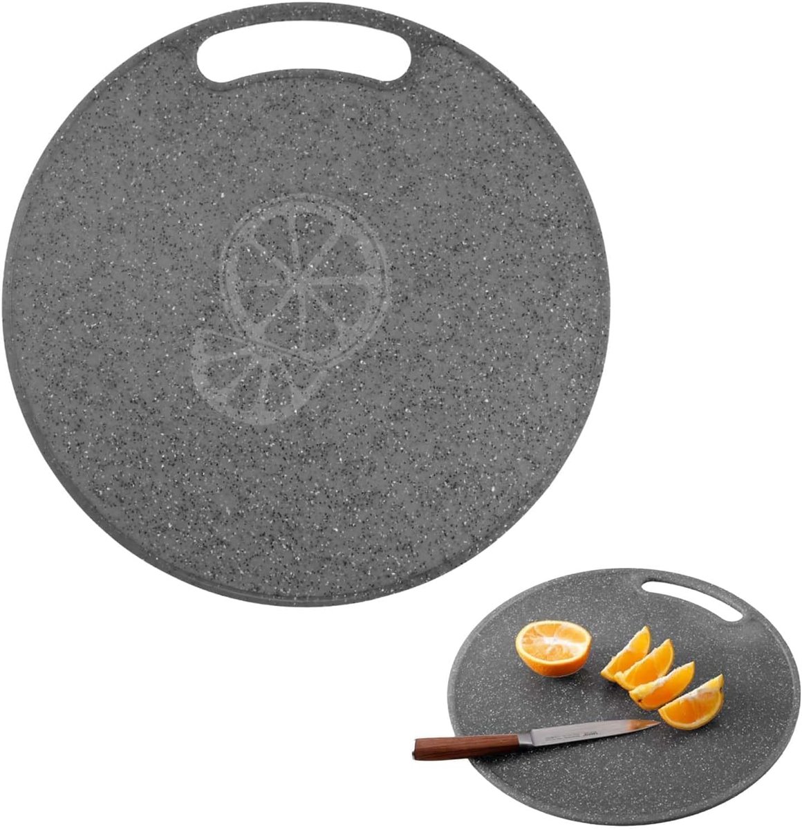31 cm rond snijplank voor groenten en brood, rond snij- en hakblok, rond snijplank voor de keuken, rond snij- en hakblok, kunststof rond snijplank, snijplank voor fruit en groenten, geschikt voor het