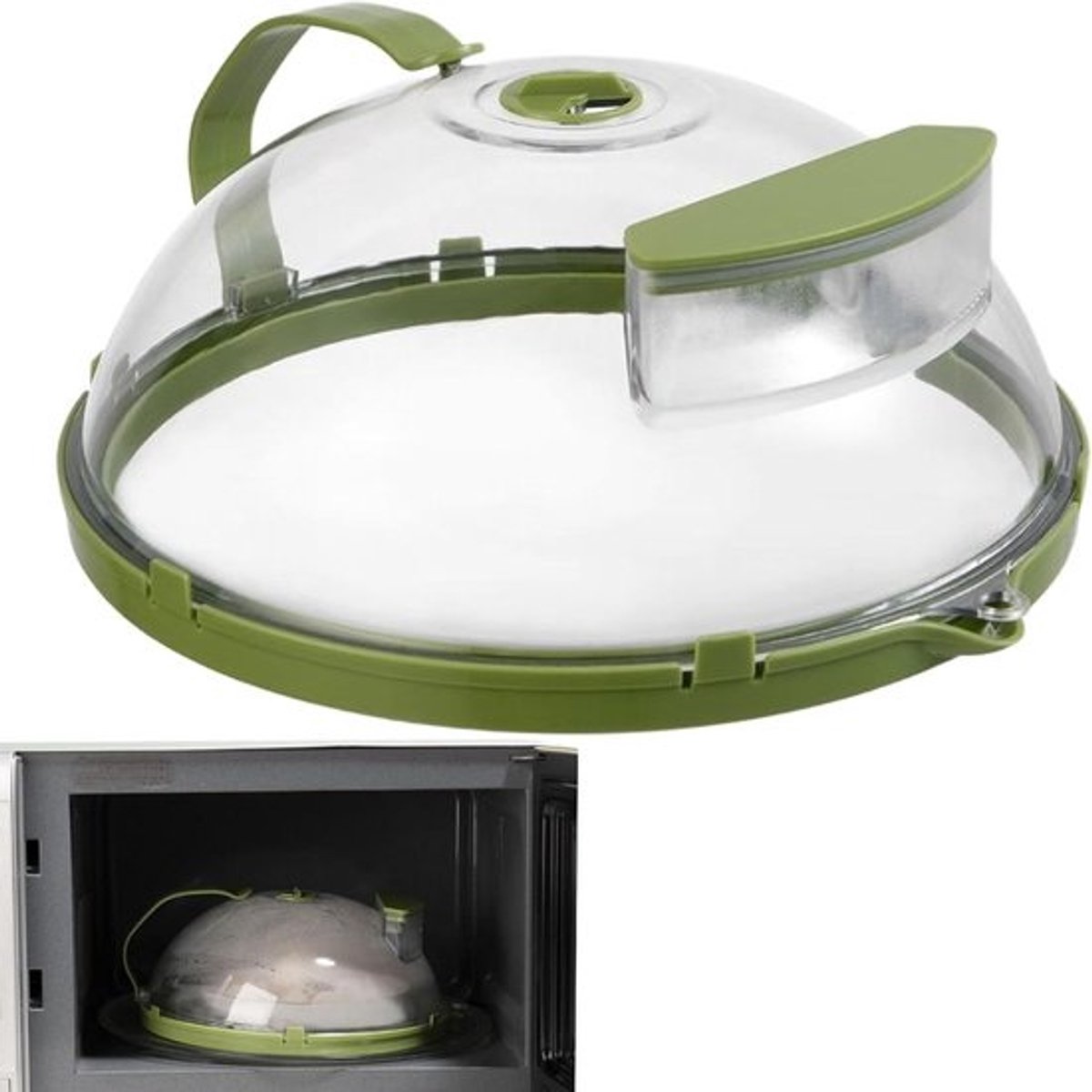 Spatbescherming Deksel - Magnetron Deksel - Voedsel Opwarmen - Met Stoomfunctie - 26 x 10 cm - Groen