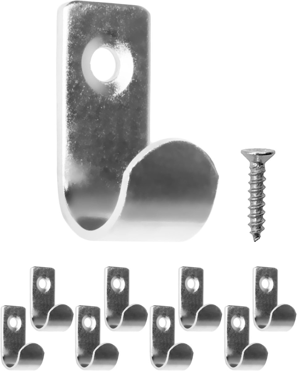 Klassieke multifunctionele haken, ijzeren haken, keukenhaken, 35 x 20 mm, set van 8, roestvrij staal zilver