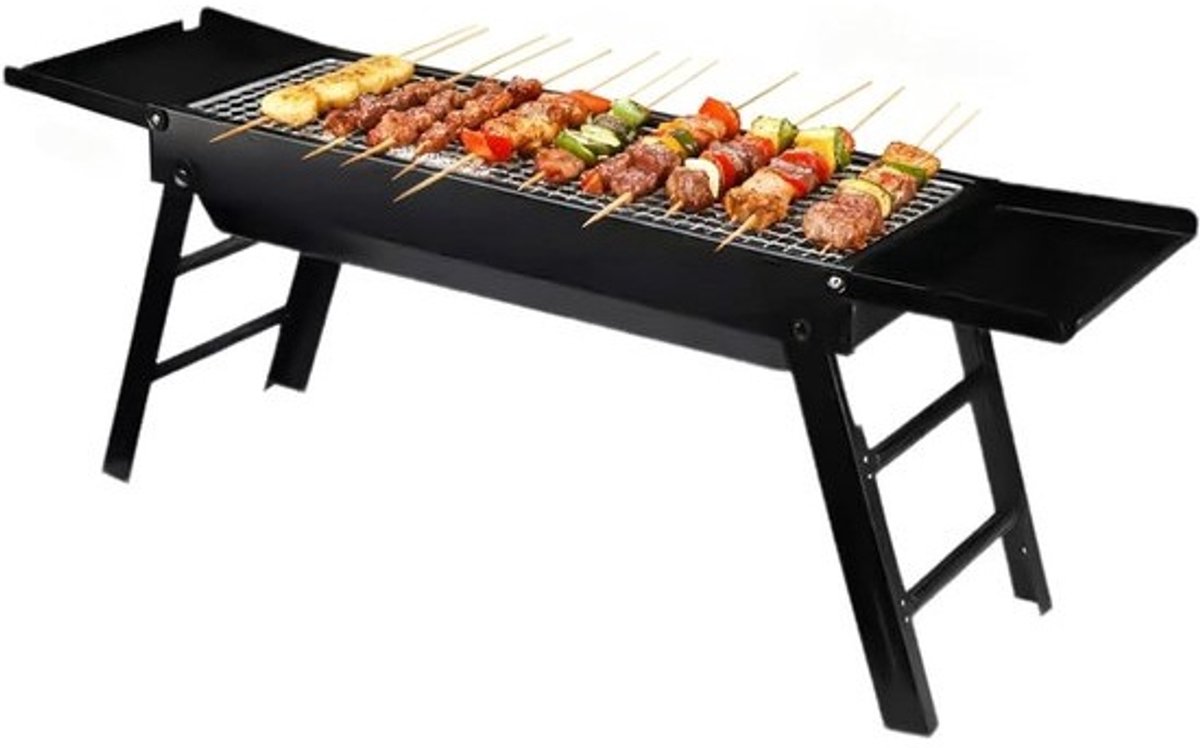 Opvouwbare Grill - Balkon Kooktoestel - Buiten Koken - Moeiteloos Schoonhouden - 88x22x31cm - Zwart