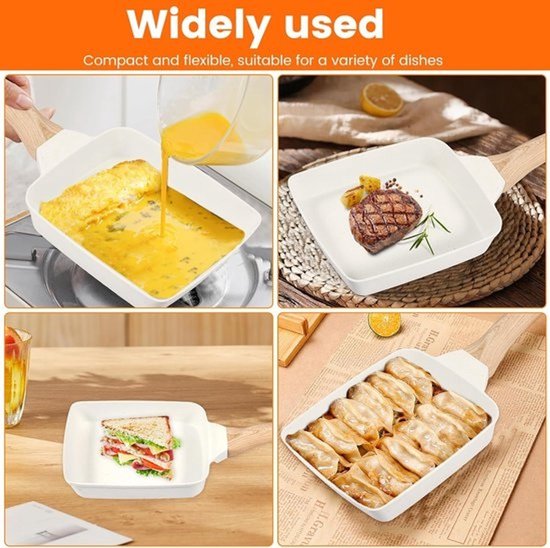 Omeletpan - Eierrol pan - Ontbijt maken - Anti-aanbaklaag - 18x15 cm - Beige — afbeelding 3