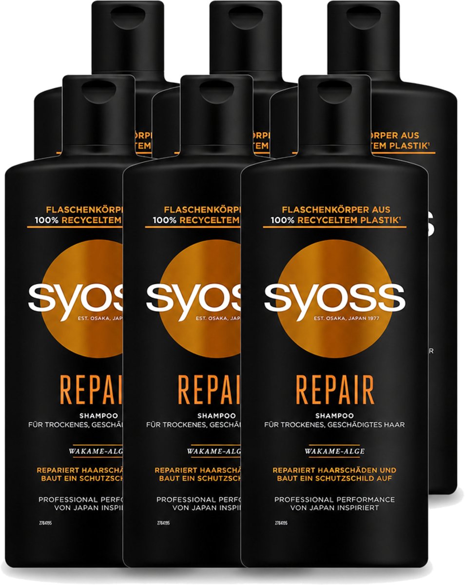 6 x Syoss Repair Shampoo - Shampoo - Herstel - 440 ml - Voordeelverpakking - 6 stuks