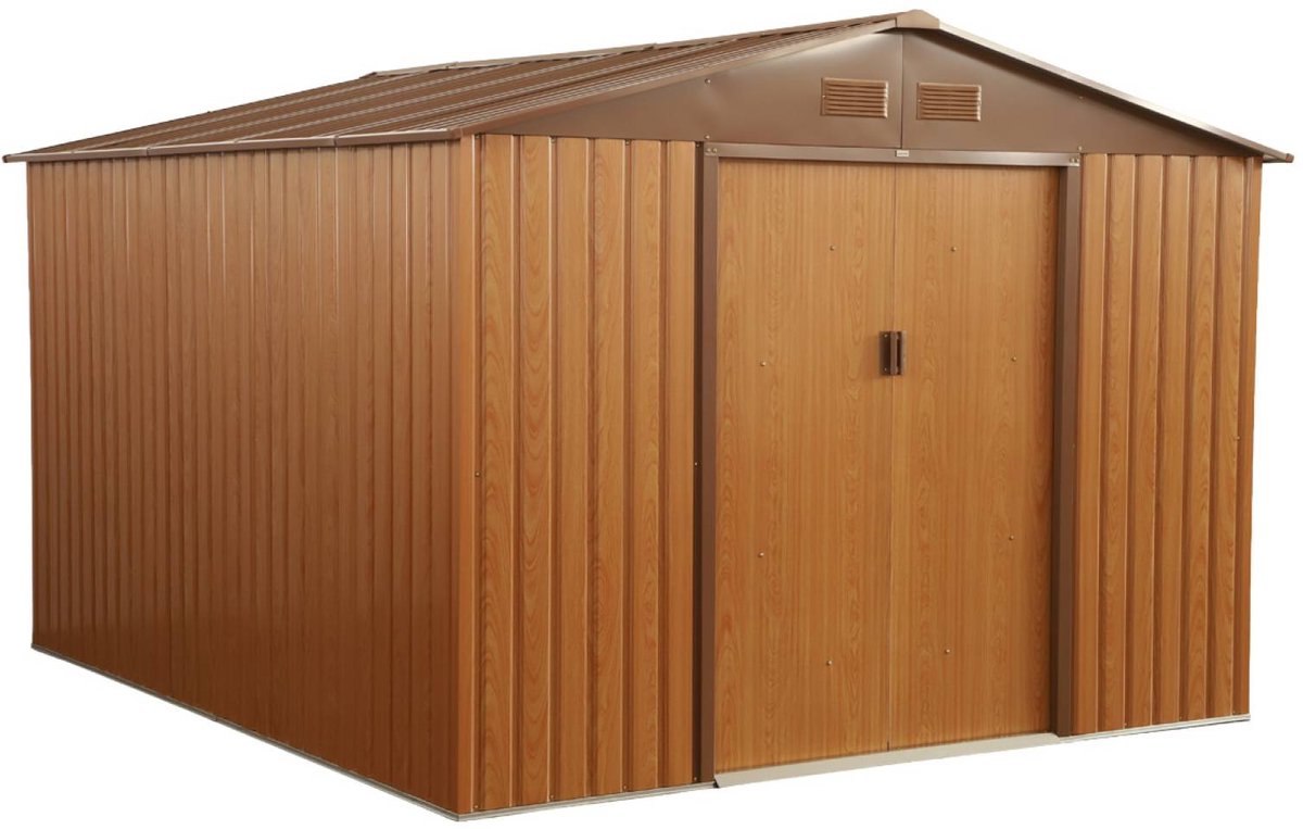 sweeek - metalen tuinhuis 8,84m² - gereedschapsschuur met twee grote schuifdeuren, inclusief vloerbevestigingskit, opberghuis, schuur - flandres