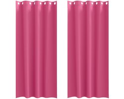 vidaXL - Blackout - Gordijnen - met - Ringen - 2 - st - Felroze - 260 - x - 140 - cm