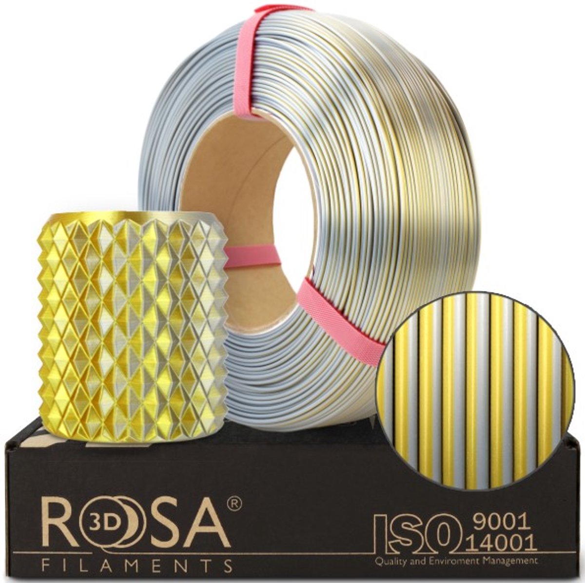 Rosa3D PLA Silk magic Goud-Zilver 1,75 mm 1 kg Refill Filament