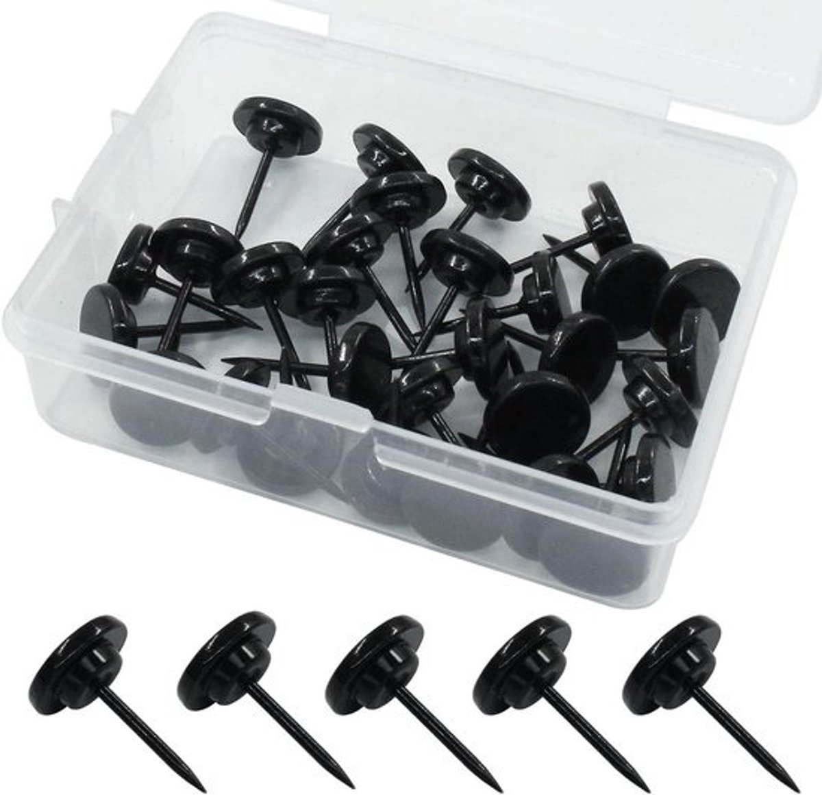Metalen Pushpins - Prikbord Spelden - Foto's Ophangen - Sterke Gewichtscapaciteit - 30 Stuks - Zwart