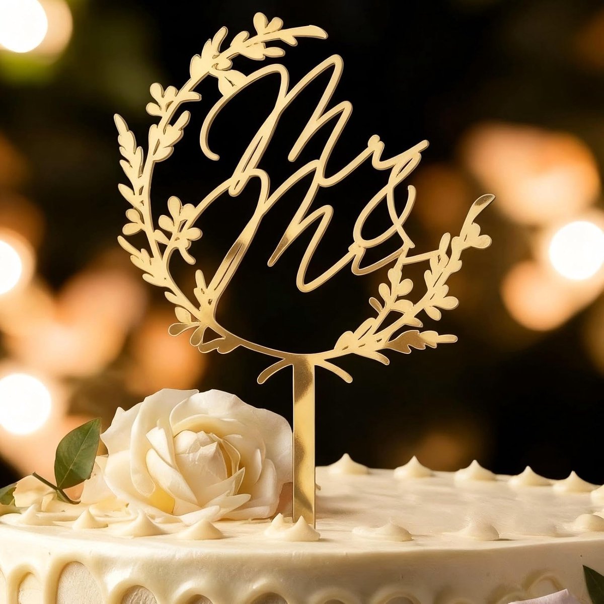 & Mevrouw Cake Topper Glitter-huwelijksdecoratie, Goud, Acryl