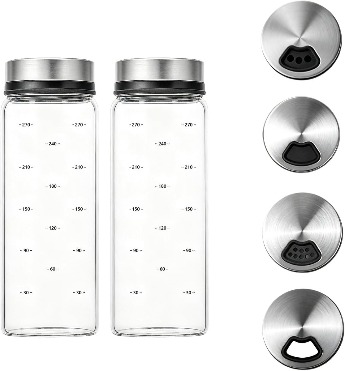 500 ml kruidenstrooier camping set van 2 - 4-voudig verstelbare camping zout- en peperstrooier voor de campingkeuken, grote luchtdichte kruidenpotjes voor chimichurri kruidenmengsel