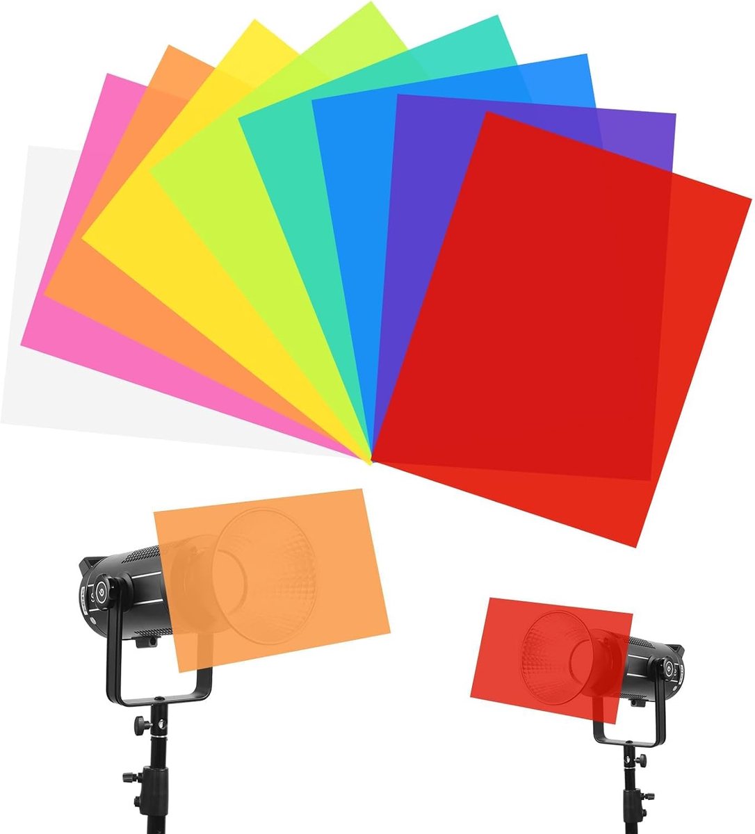 9 transparante kleurfilters, 29,7 x 21 cm, gel-kleurfilter, 0,3 mm dik, pvc-kleurfolie, voor fotografie, flitslicht, camera-spot