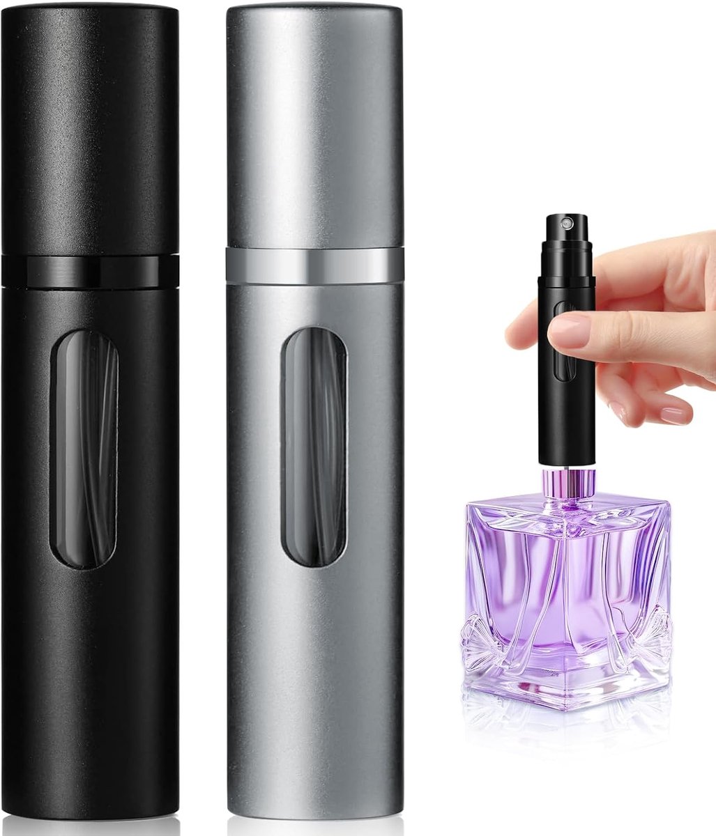 2 stuks 5 ml parfumverstuiver, navulbaar, parfumverstuiver voor onderweg, mini-parfumfles, leeg, parfumspuitfles, glas, zakverstuiver parfum