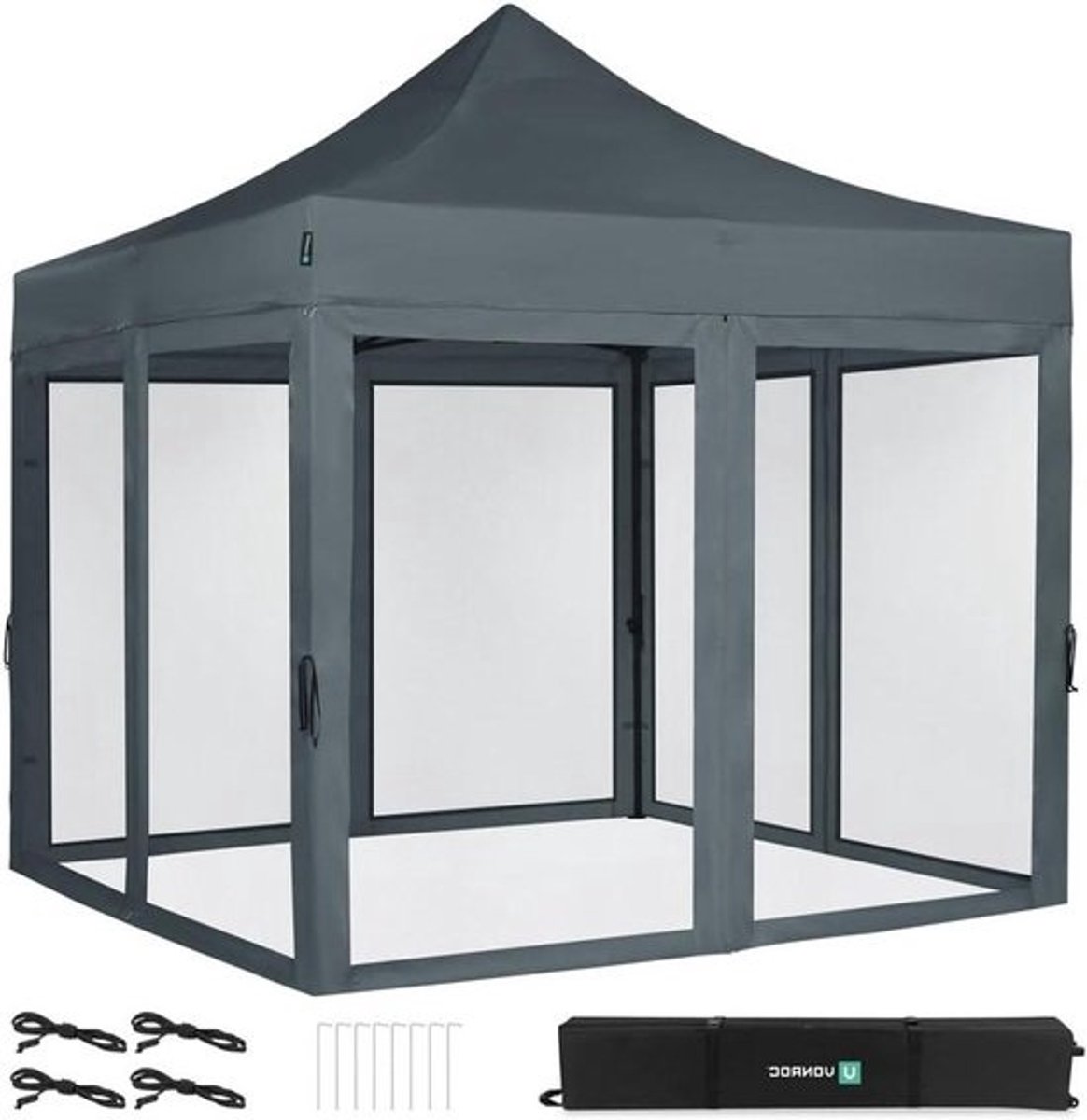 Partytent - Feestdak - Buitenfeesten organiseren - Easy-up systeem - 3x3 meter - Grijs