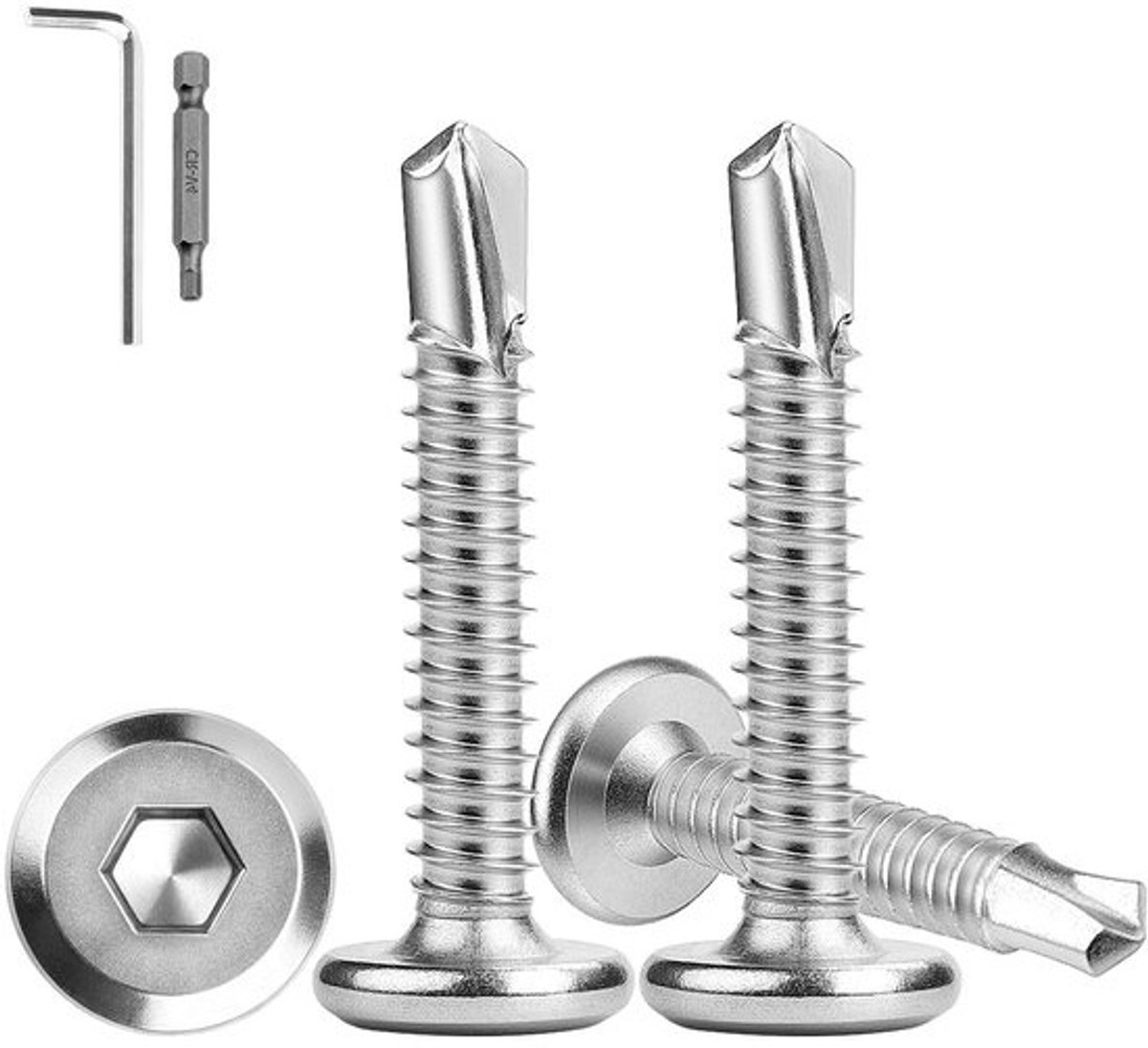 Flat Head Allen Schroeven, 100 Stuks, 5.5 x 50 mm, Zelftappende Schroeven voor Diverse Toepassingen, RVS