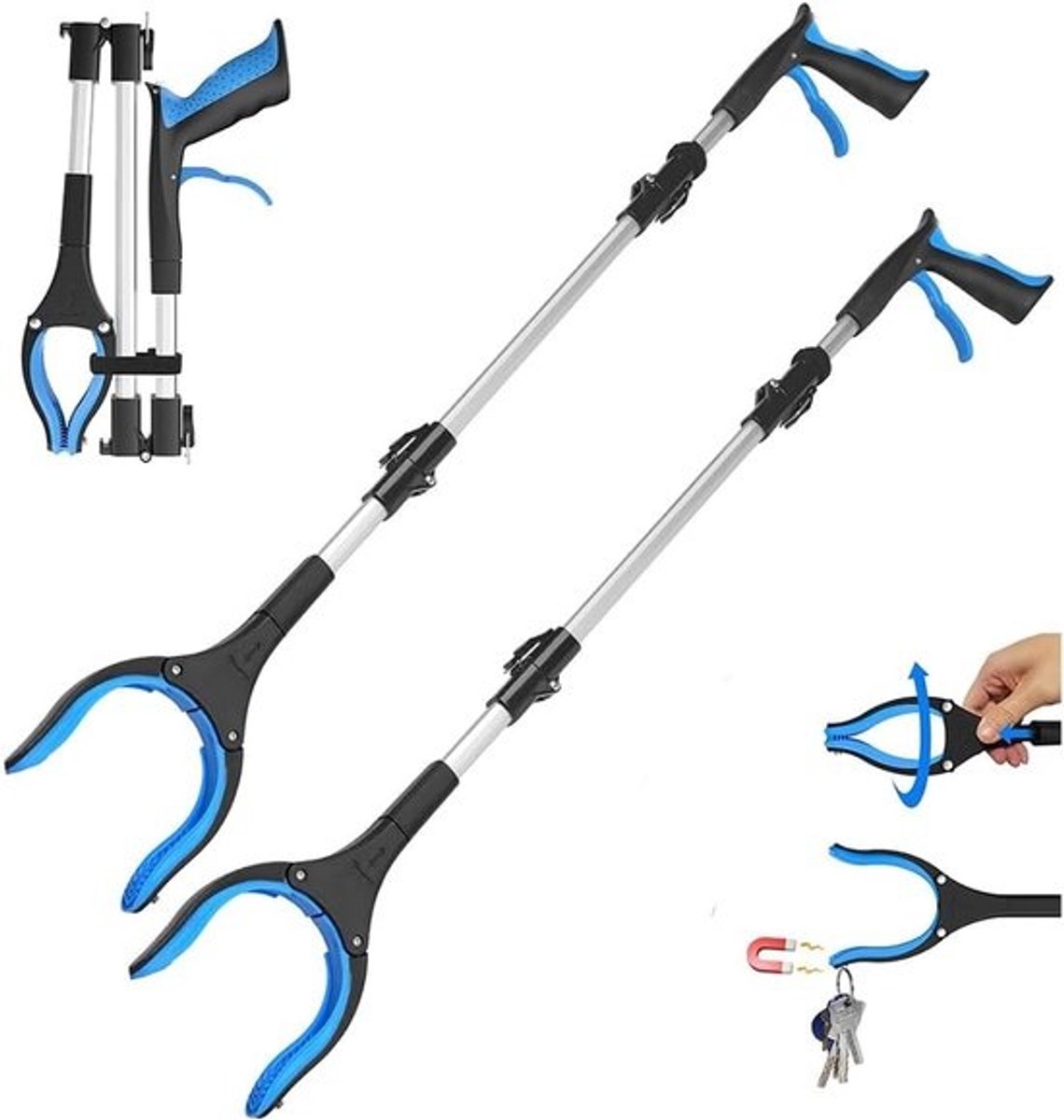 Grijptang voor senioren 91 cm met magneetpunten en draaibare kop