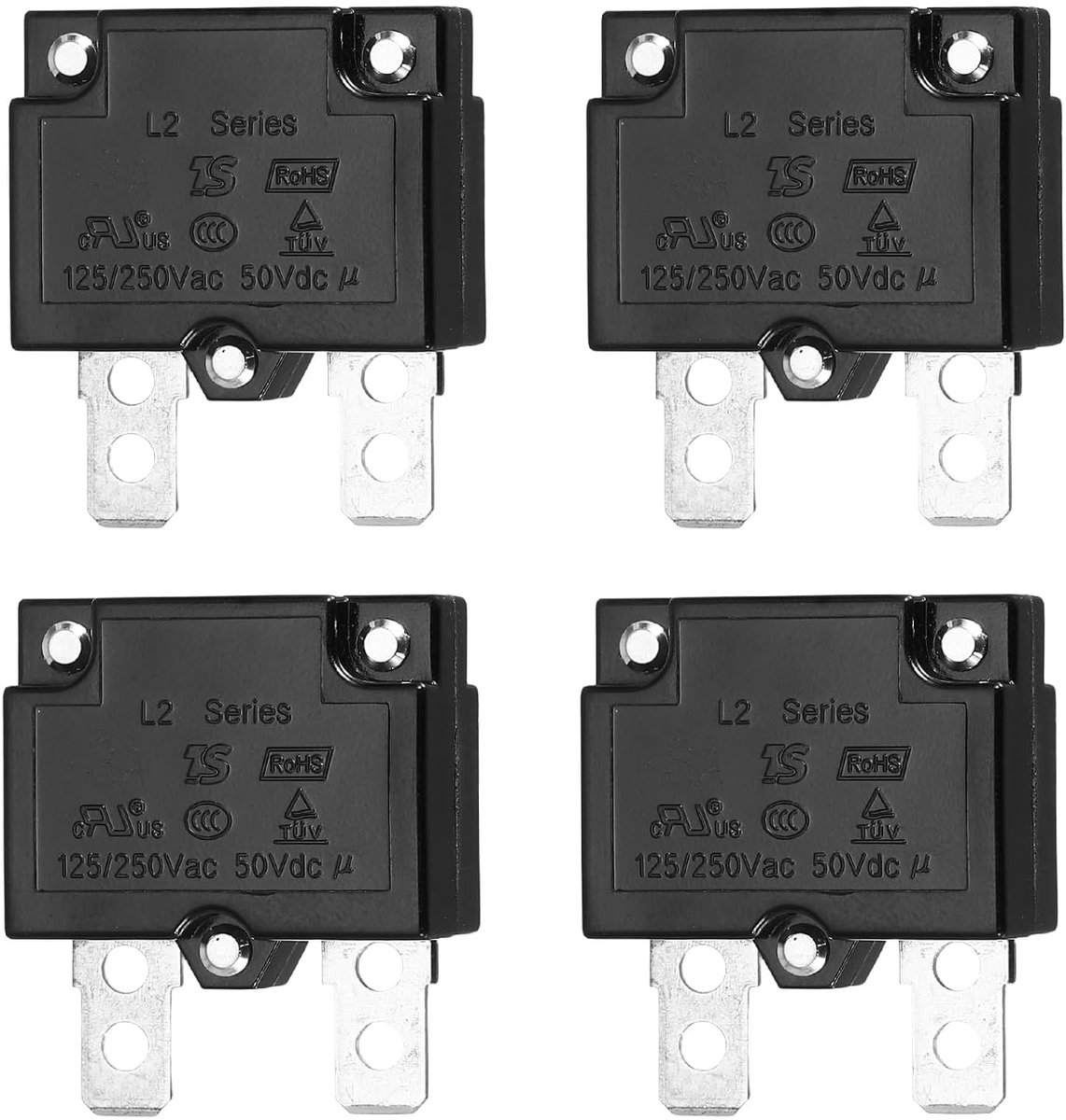 4 stuks thermoschakelaars met drukknop 3 A, 125/250 V AC 50 V DC met automatisch herstel, thermische beveiliging, overbelastingsbeveiliging, thermoschakelaar voor industriële auto's