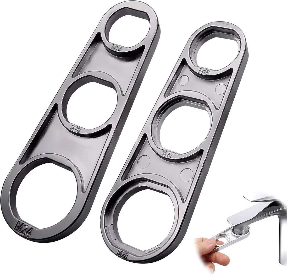 Set van 2 sleutels voor kranen, universele mengsproeiersleutel voor M16, M18, M20, M22, M24, M28 beluchter