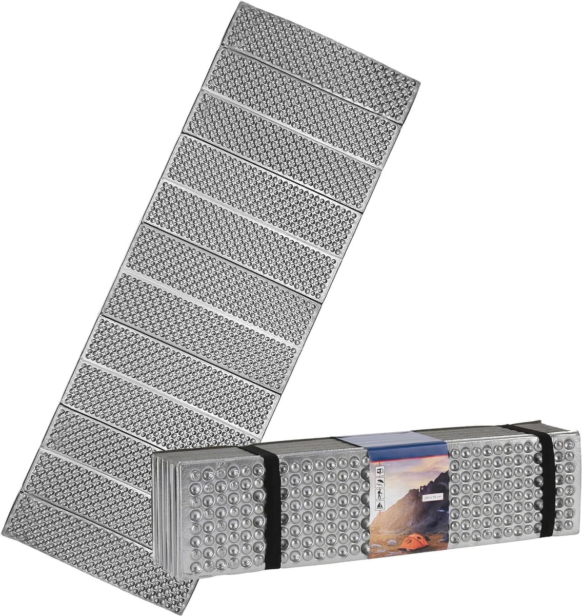 Ultralicht, opvouwbaar, zilver, 180 x 59 cm, outdoor schuim, thermische vloermat, thermomat, campingmat, slaapmat, strandmat, sportmat voor reizen, wandelen, kamperen