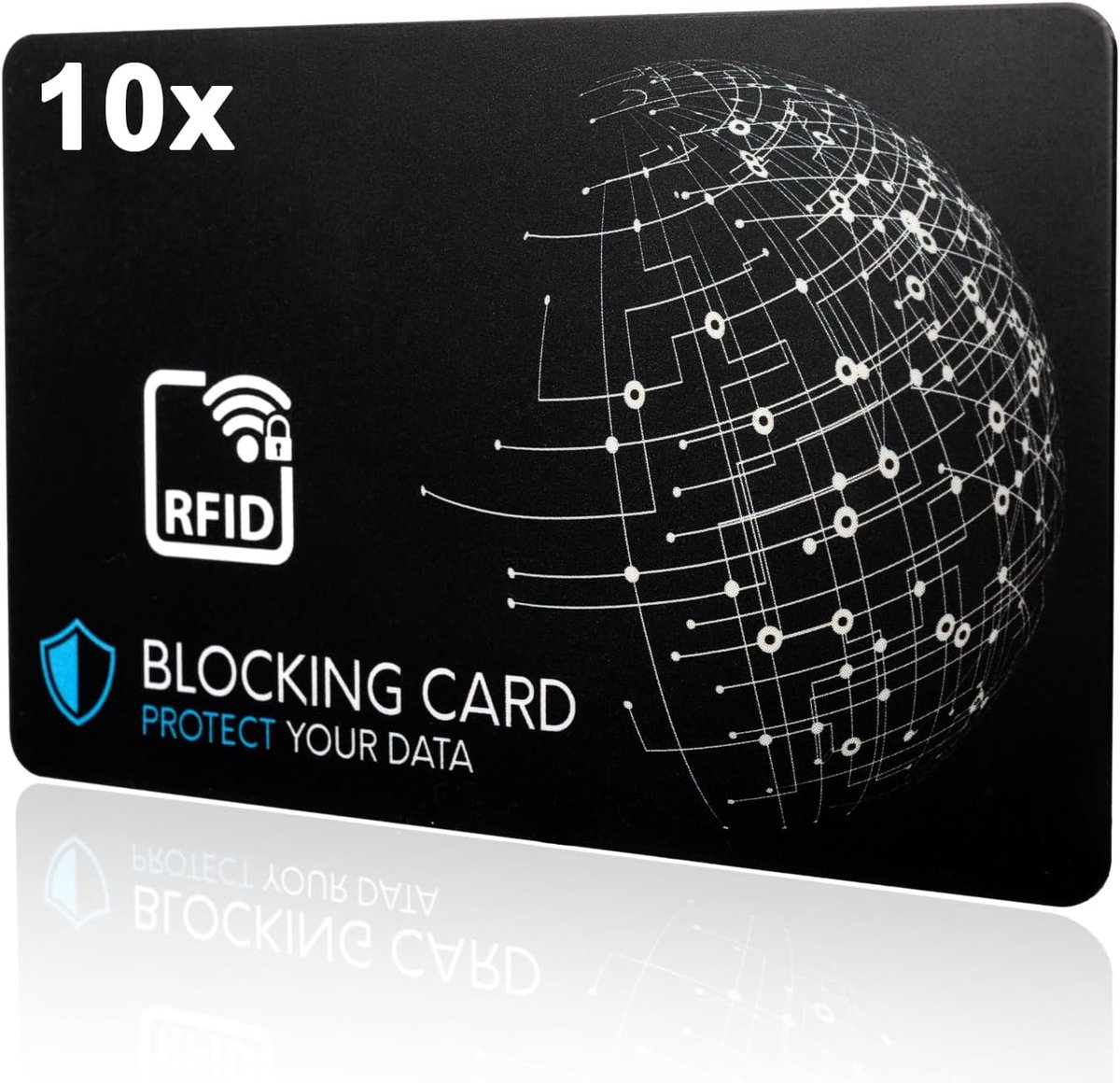 Geteste RFID-blokkeringskaart, nieuwste E-Field storingszendertechnologie, ter bescherming tegen gegevensdiefstal, extra dunne kaart met 0,8 mm voor elke portemonnee, kaartbescherming