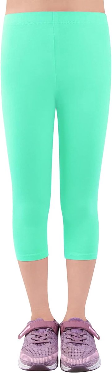 2723 Driekwartlegging voor meisjes, capribroek van katoen, schoolkleding, leeftijd 4-18 jaar, Enkelpak groen, 164/170 cm