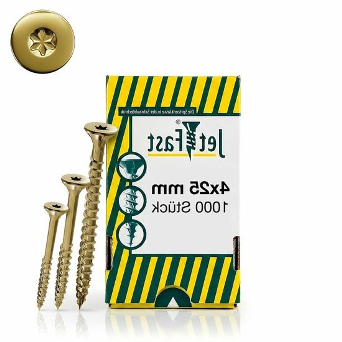 Houtschroeven - Spaanplaatschroeven - Houtverbindingen Maken - Zelfborende Punt - 4 x 25 mm 1000 Stuks - Geel Verzinkt