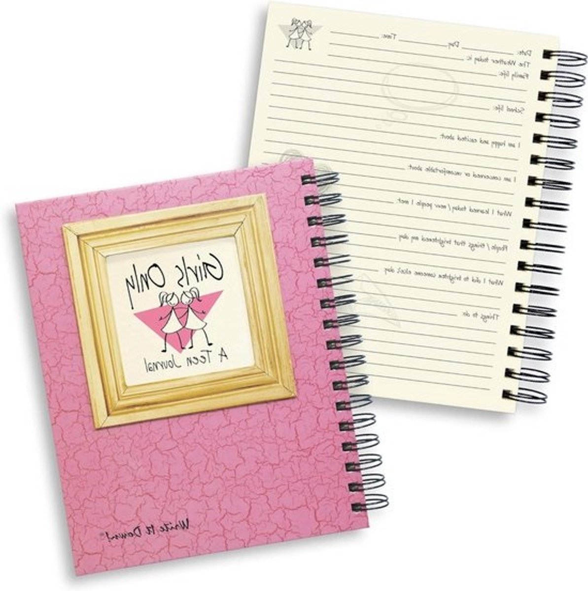 Dagboek voor tieners - Persoonlijk schrift - Gedachten vastleggen - Gerecycled papier - 7.5 x 9 inch - Roze