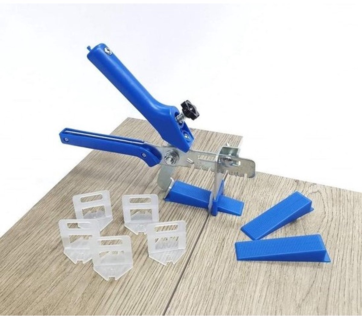 Tegelnivelleringssysteem - Tegellegger Hulp - Vlakke Tegels Leggen - Verstelbare Voegbreedte - 100 Stuks - Blauw