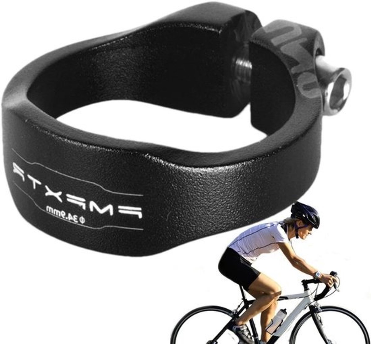 Fietszadelklem - Zadelpenklem Zadelbuisclip - Fietszadel Verstellen - Antislip Ringdesign - 349 mm - Zwart