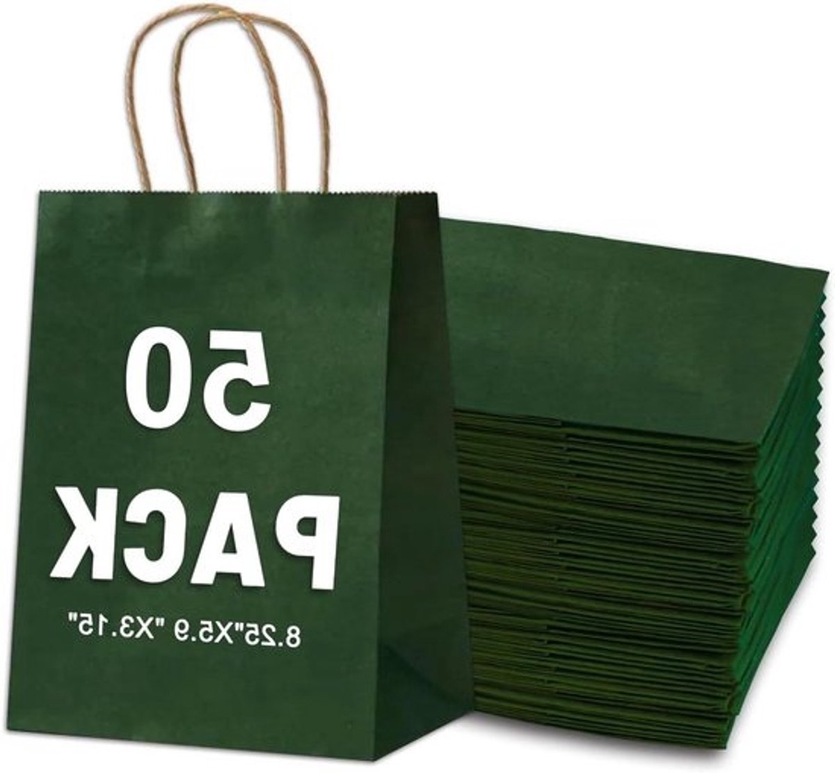 Papieren Cadeauzakjes - Kraftzakken Handvatten - Kleine Cadeaus Verpakken - Versterkte Handgrepen - 20 x 15 x 8 cm - Groen