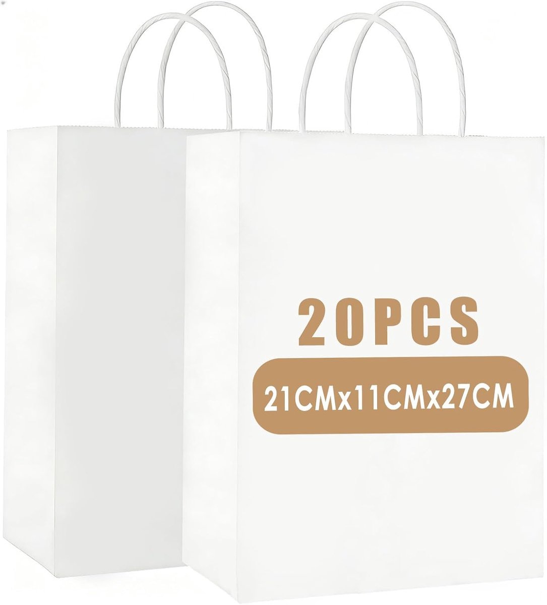 20 Stks Witte Gift Zakken 8.3x4.3x10.6 Inch Craft Bags voor Retail