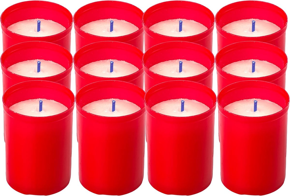 HANSEL HOME Verpakking met 12 kleine rode votiefkaarsen, rood, 6,5 x 5 cm