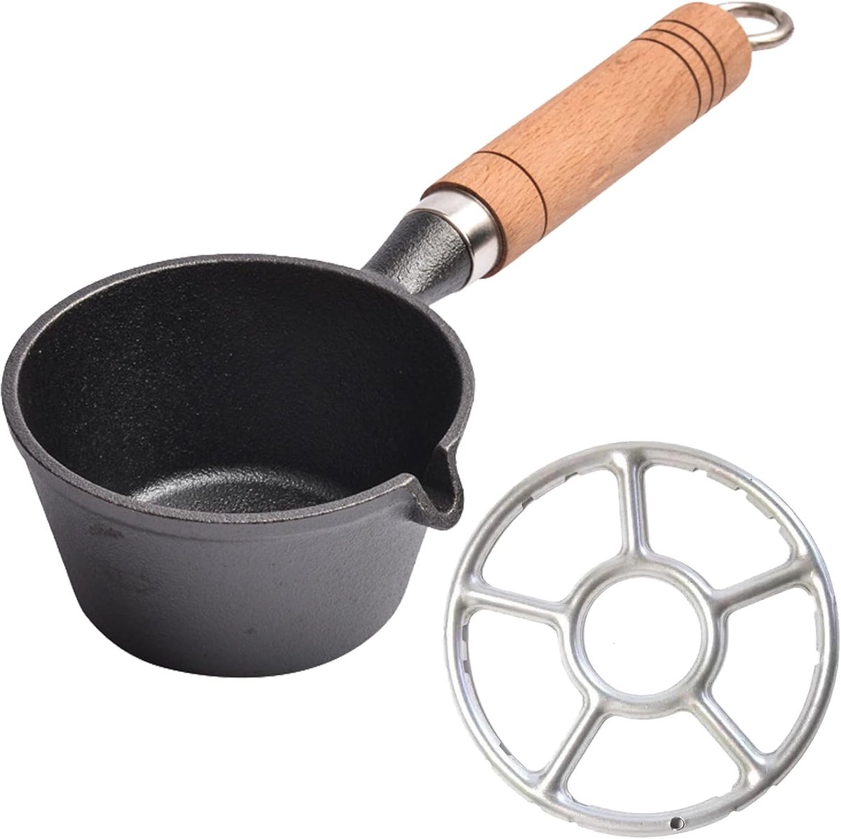 Keramische Anti-Aanbak Ronde Multifunctionele Eierpannen Met Gasfornuis Frame Voor Kamperen, Hete Olie, Warme Melk (11,5cm)