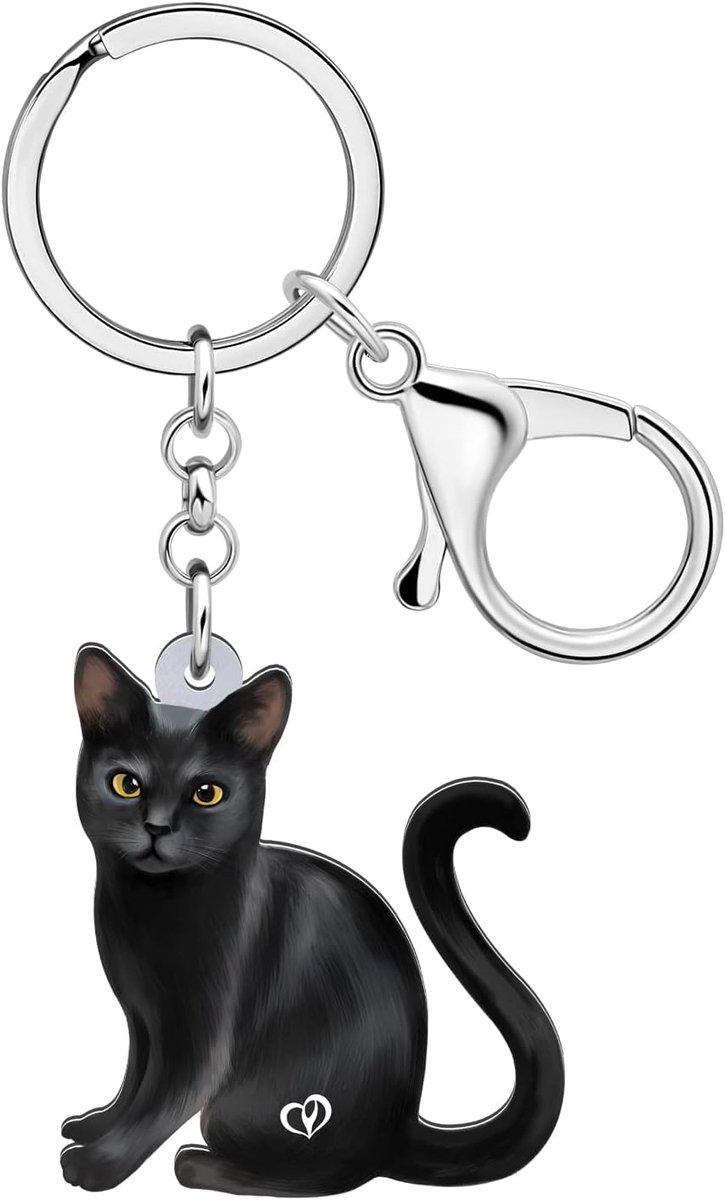 Lange Staart Zwarte Kat Sleutelhanger Leuke Kitten Sleutelhanger Tas Purse Autosleutels Sieraden Charms Geschenken Voor Vrouwen Kat Liefhebbers