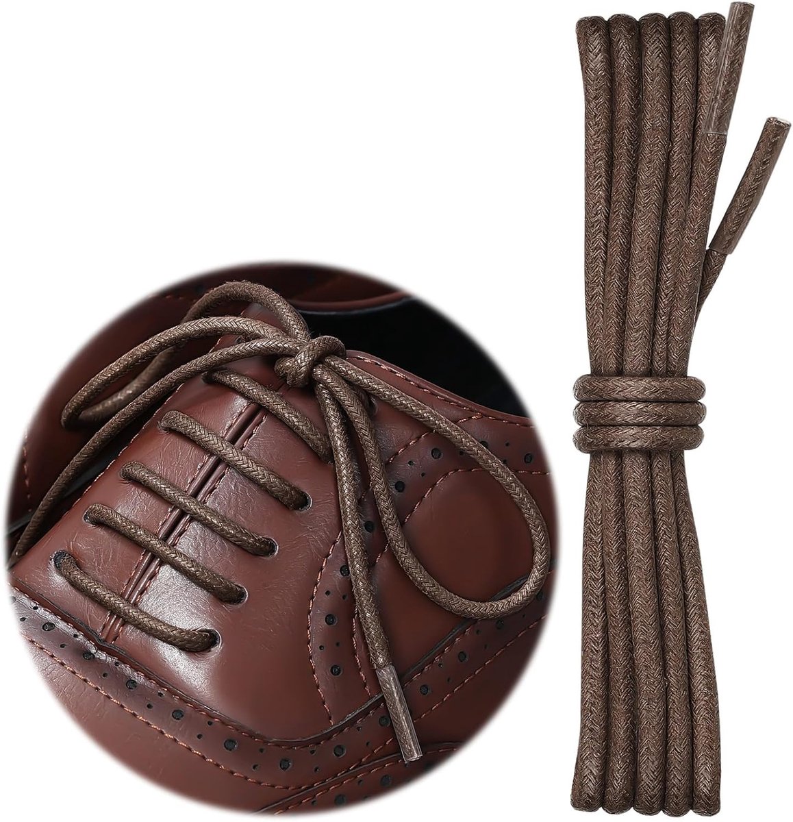 Schoenveters voor Geklede Schoenen, Versterkte en Sterke Leren Schoenveters voor Mannen, Leren Schoenen, Dikte: 3 mm Diameter