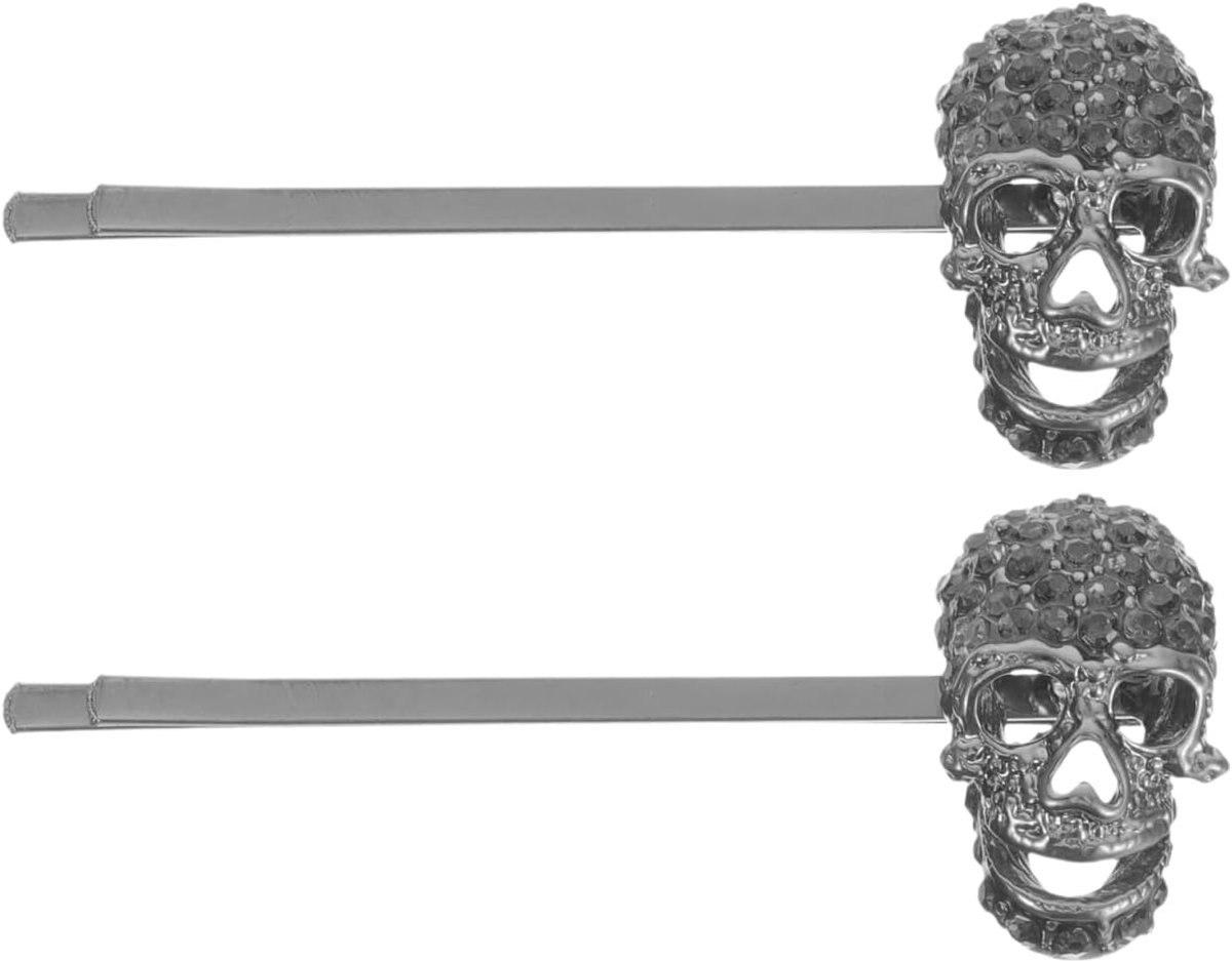 2 stuks doodshoofd-haarspeld Halloween skelet haarspeld haaraccessoires voor kinderen hoofddeksels voor dames haarspeld met strass schedel gotisch griezelige damper zinklegering