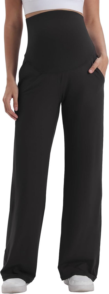 Zwangerschapsbroek voor dames, brede pijpen, vloeiend