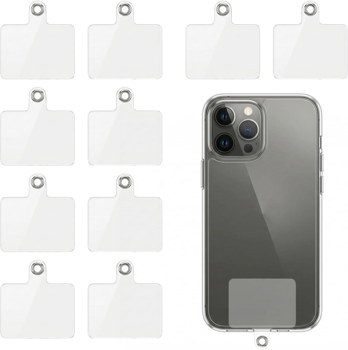 patches voor schouderbanden, 10 stuks, telefoonkoord, transparant, compatibel met de meeste smartphones, beschermt mobiele telefoon tegen vallen