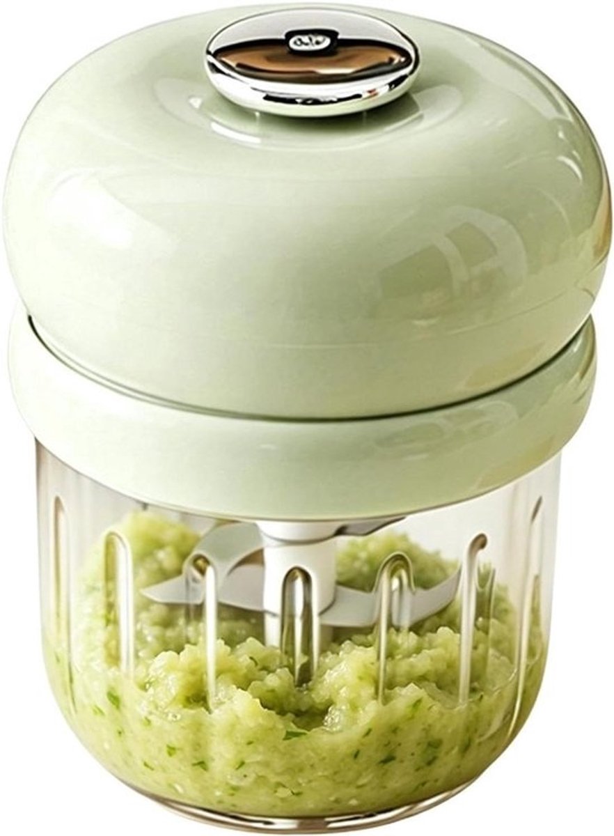 Mini Knoflookhakker - Keukenmachine Voedselpers - Snel Ingrediënten Hakken - Kindvriendelijke Bereiding - 12 x 12 x 12 cm - Groen