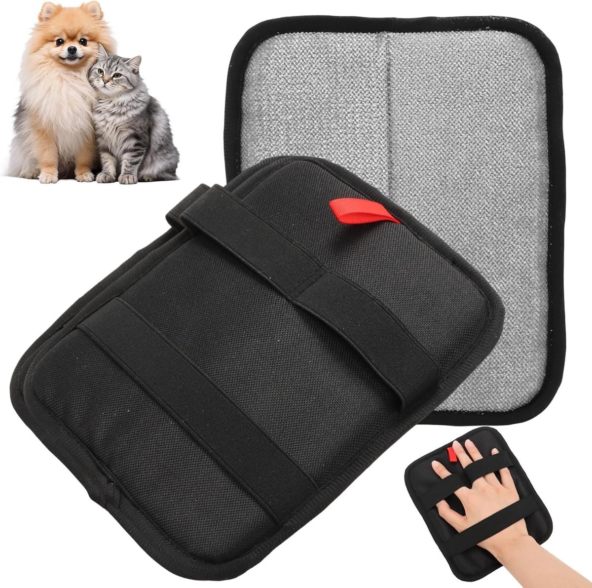 Haarverwijderhandschoenen voor Huisdieren, Dubbelzijdige Handschoenen voor Katten en Honden, Wasbaar en Ademend voor Meubels en Vloerkleden