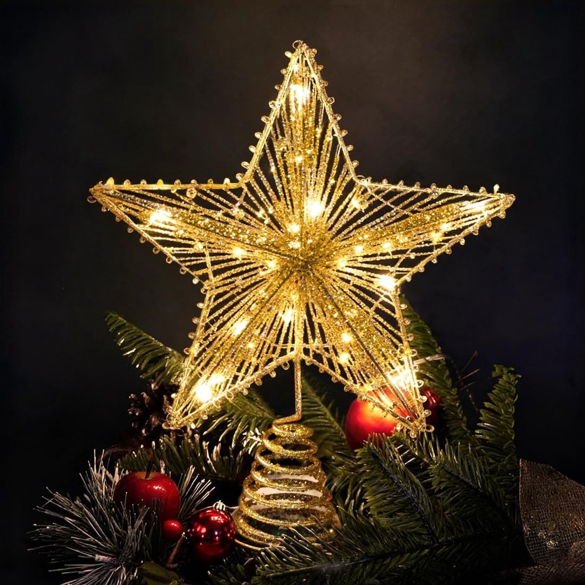 Gouden Ster Kerstboomtopper voor Feestdagen, Verjaardagen en Decoratie - Perfecte Kerstversiering