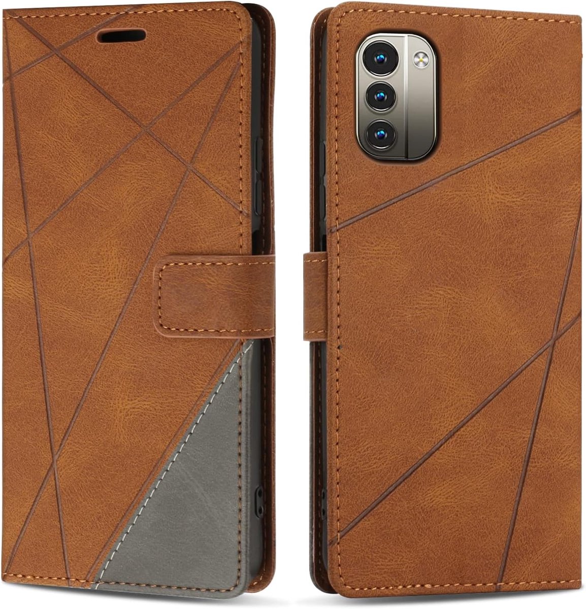 Hoesje voor Nokia G11 / Nokia G21, Premium Lederen Portemonnee Beschermhoes Telefoonhoesjes met Kaartenvakken Beschermhoesje voor Nokia G11 / Nokia G21, Bruin