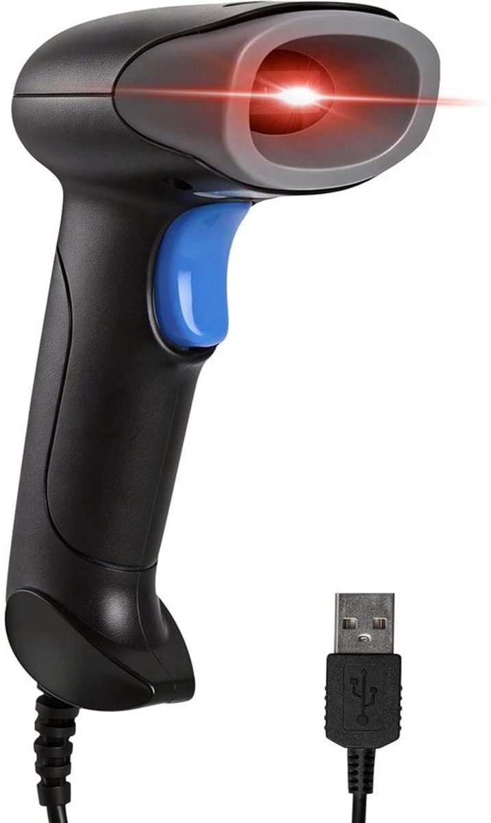 Barcode Scanner - Streepjescode Lezer - Winkel Kassawerk - 2D QR Code Lezer - 20 cm Lezen - Zwart