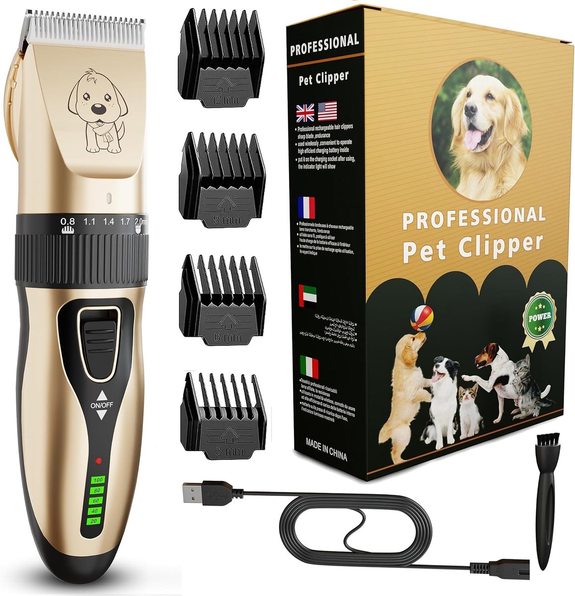 Oplaadbare, geluidsarme draadloze Hondentondeuse - Professionele Tondeset voor Honden, Katten en Andere Huisdieren
