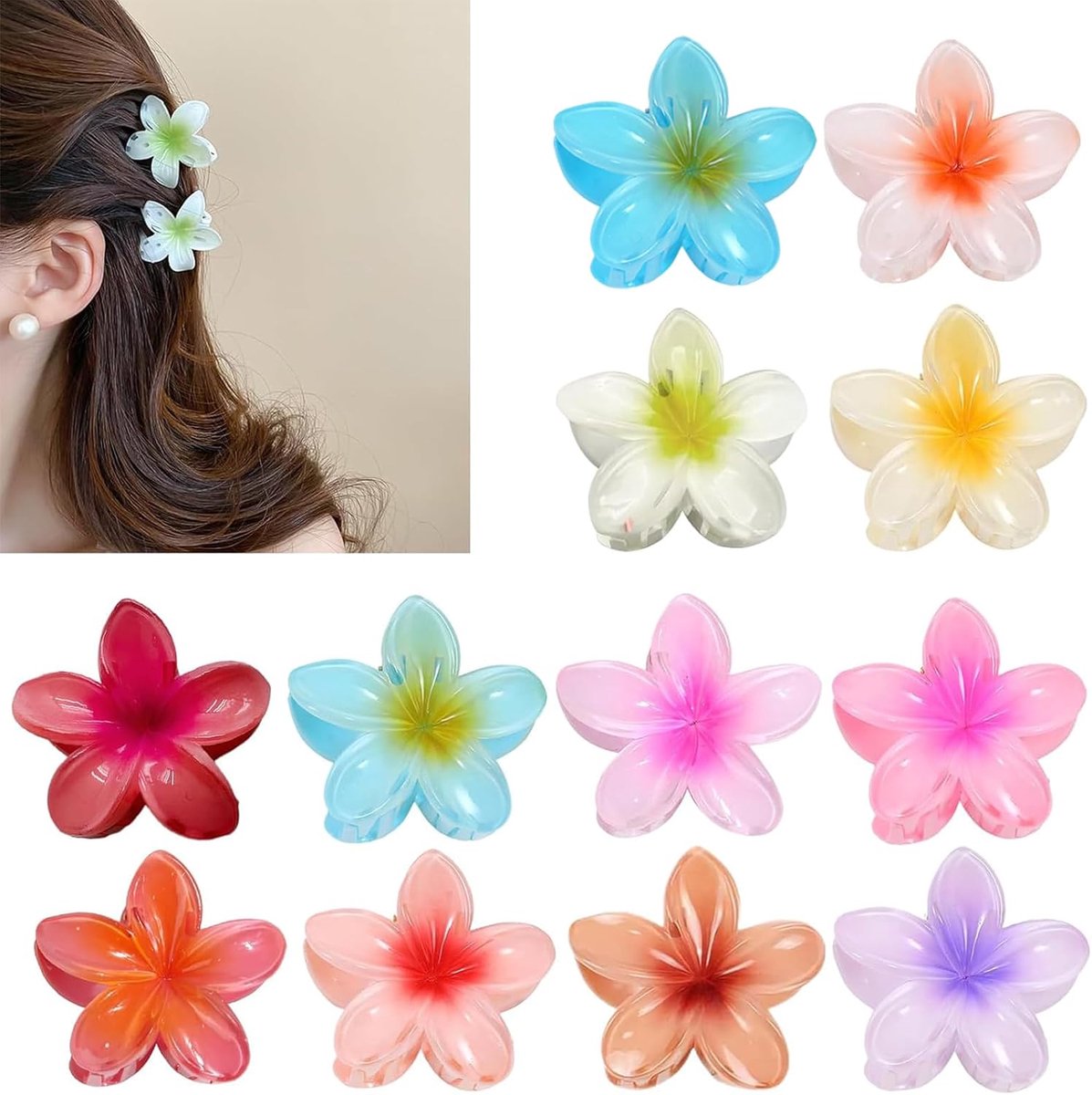 Kleine antislip bloemenhaarspelden, bloemenhaarclip voor het vastzetten van haar voor vrouwen, dik, dun haar (4 cm)
