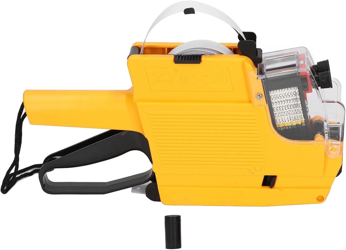 Prijskaartje Pistool 10 Cijfers 2 Lijnen Etiketteermachine Dubbele Lijn Prijs Label Papier Labeler Marker Attacher Tool voor Kantoor Kruidenier Winkel (Geel)