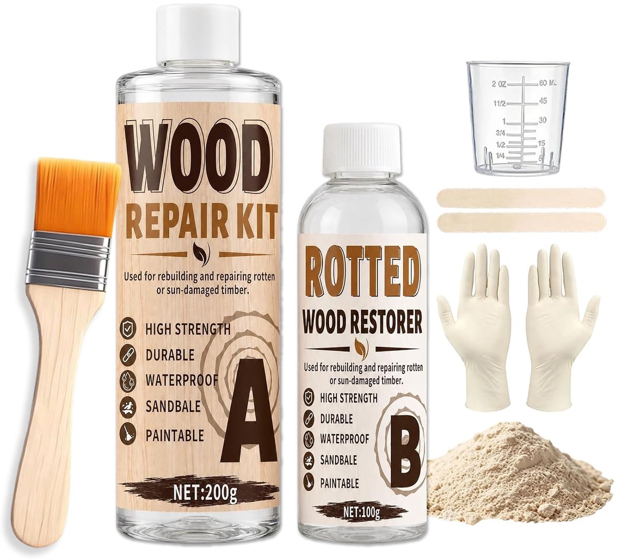 Houtpasta, epoxyhars, gebruikt hout, poeder 80 mesh